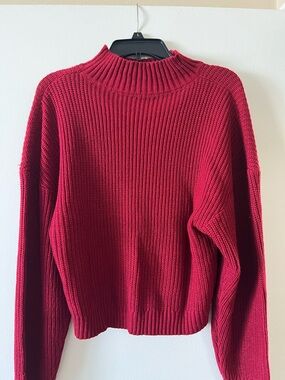Zaful Burgundy Ribbed Turtleneck Sweater